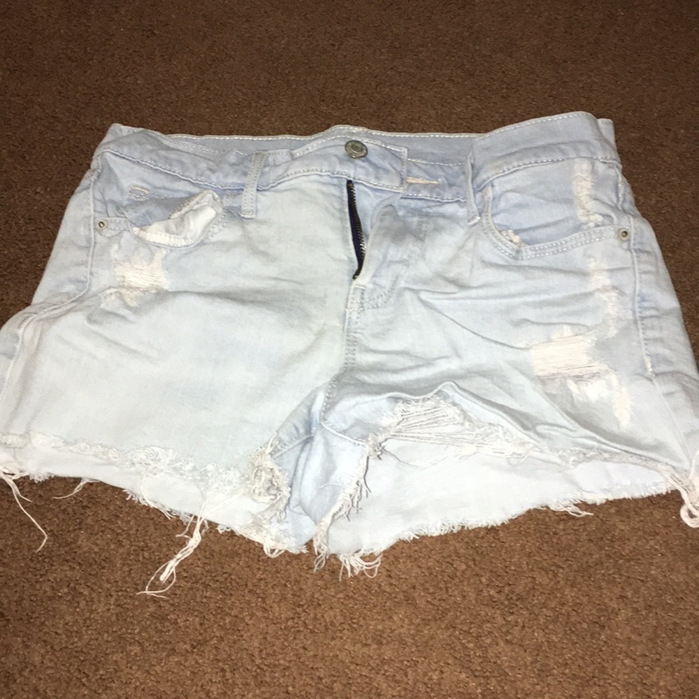 light blue denim shorts